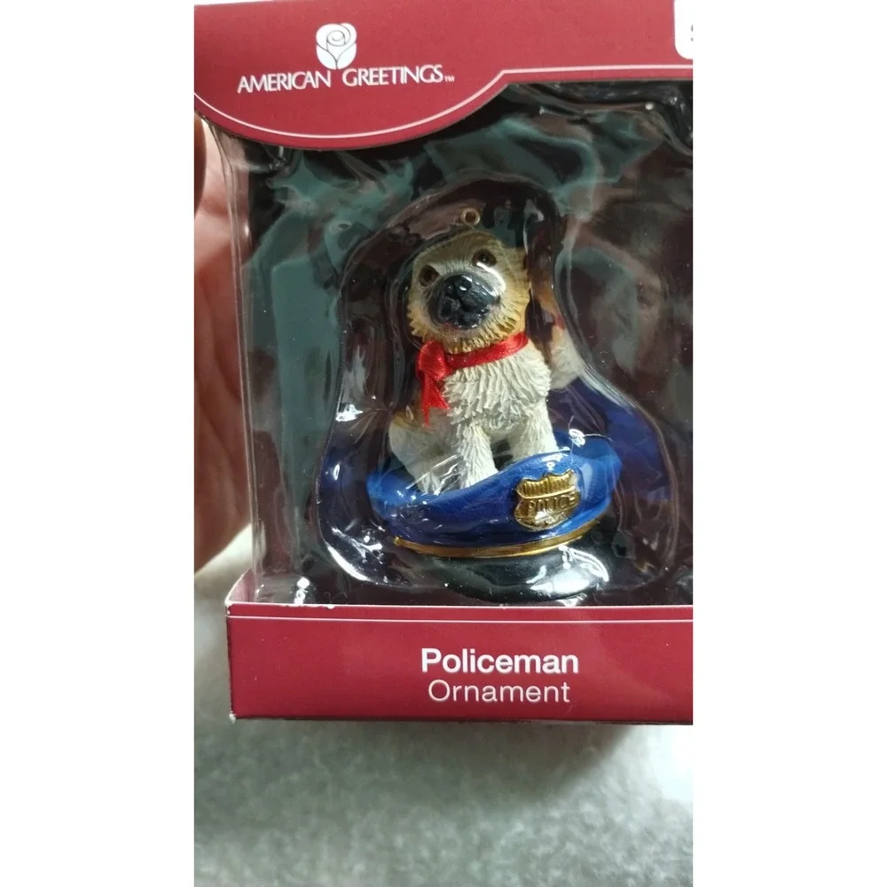 American Greetings Policeman Dog Ornament Police Hat Puppy Christmas Decor‎